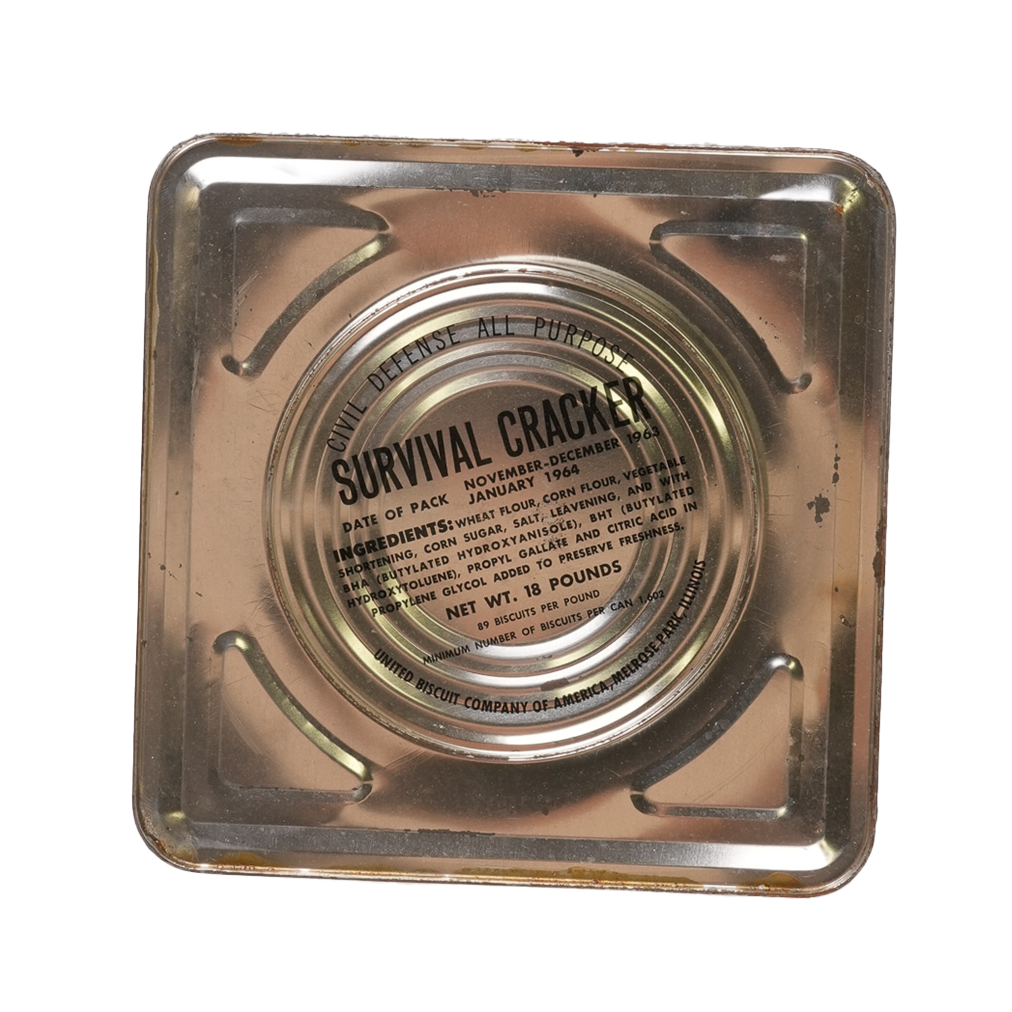 Vintage US Civil Defense Emergency Cracker Tin