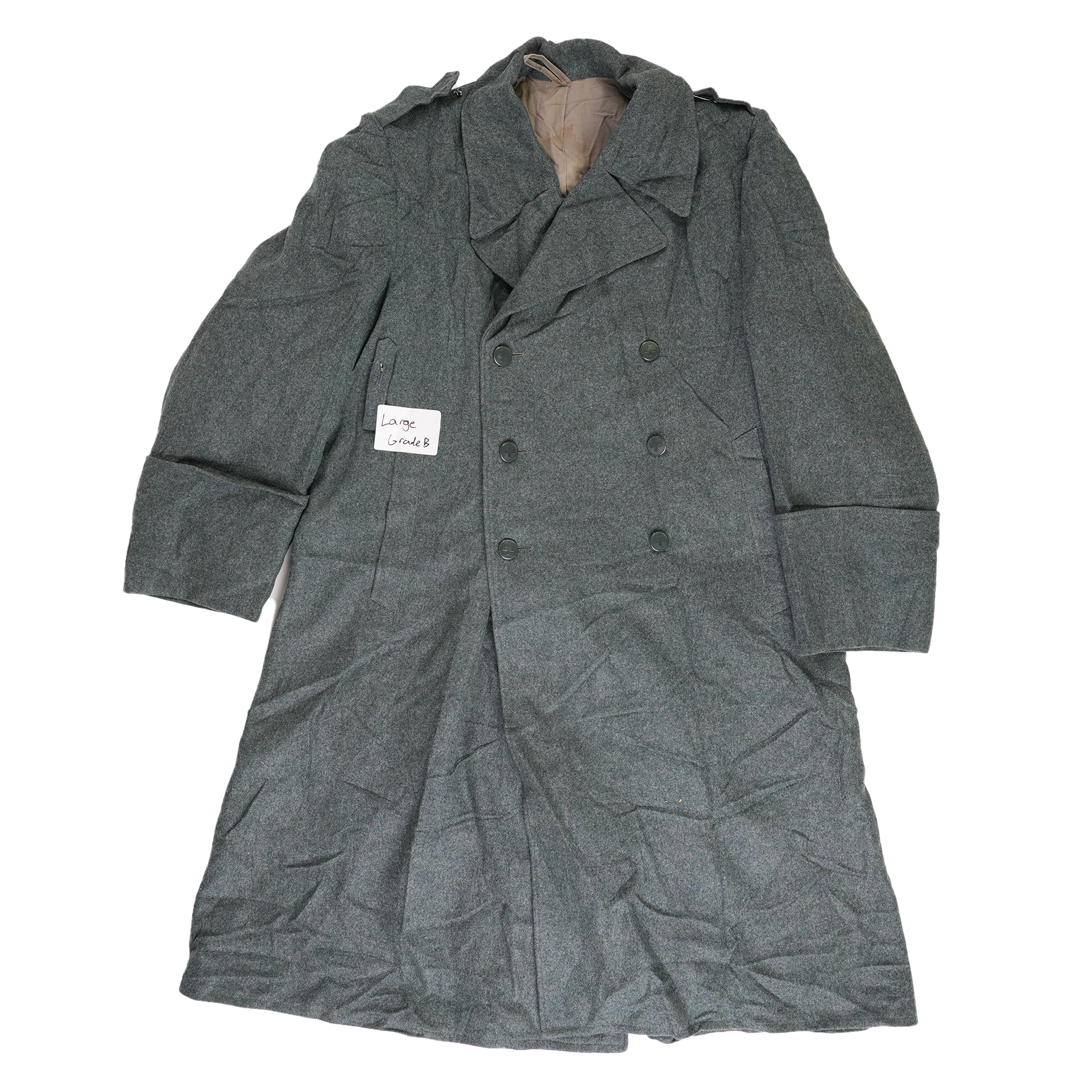 Swiss Grey Wool Greatcoat with Plastic Buttons