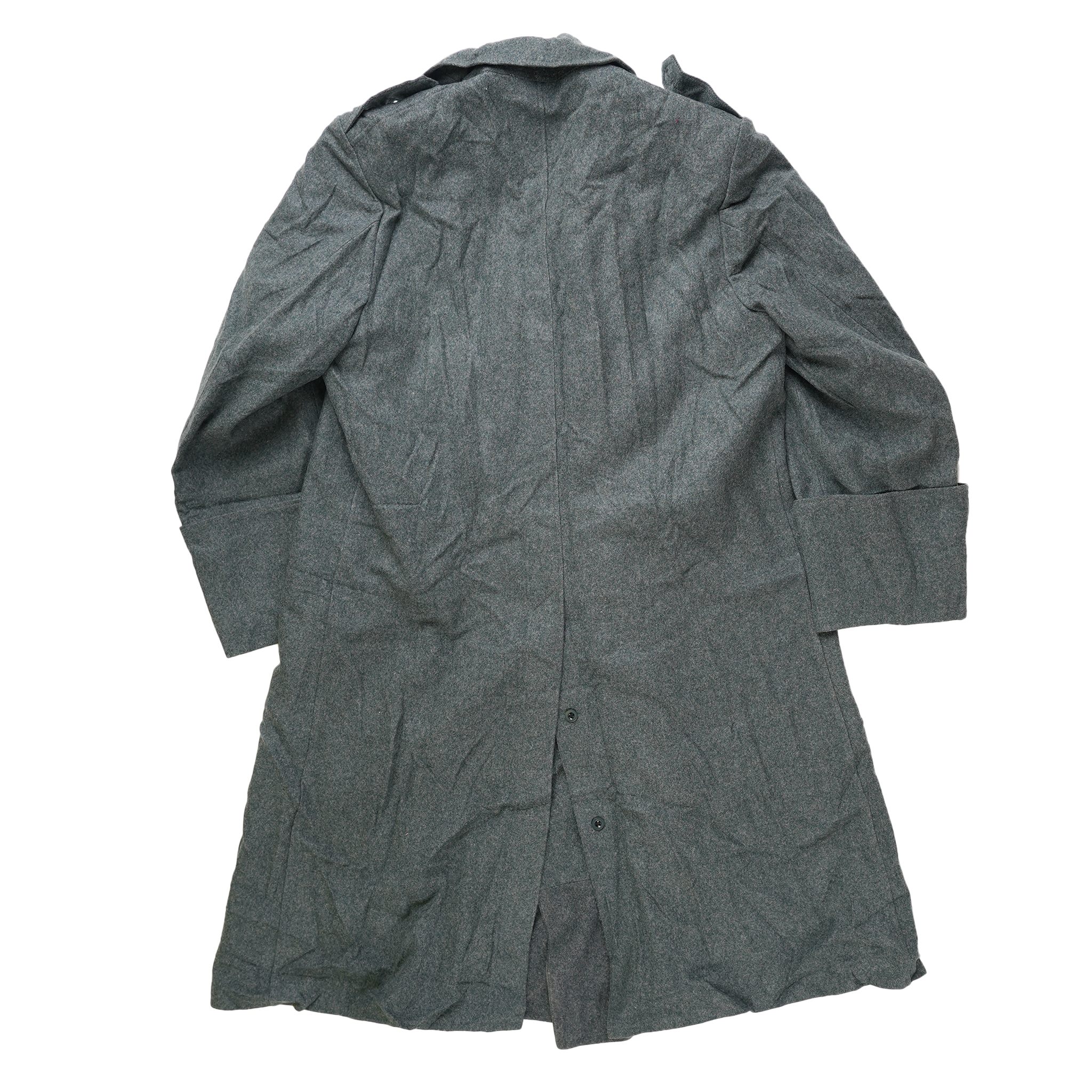 Swiss Grey Wool Greatcoat with Plastic Buttons