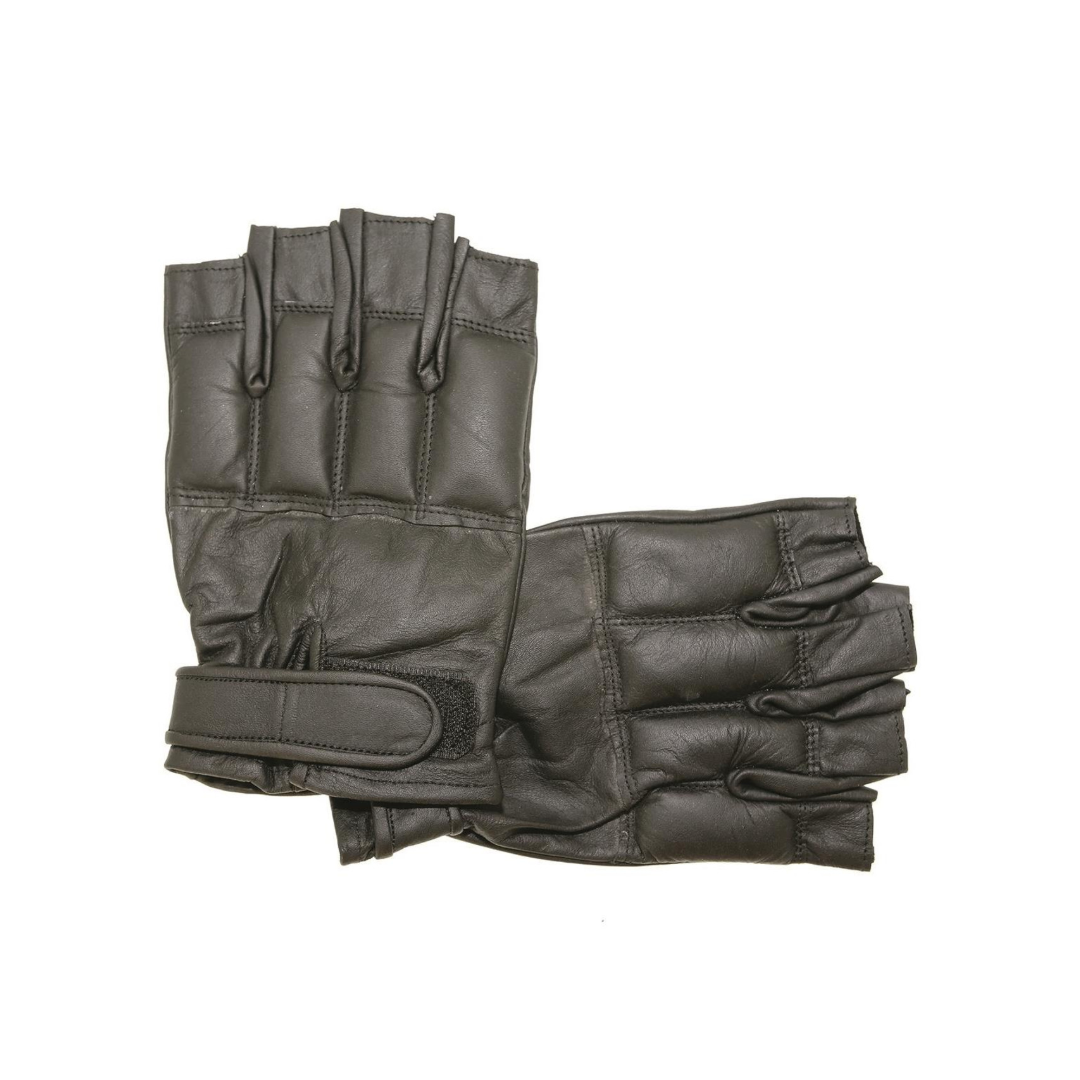 Black Leather Fingerless Gloves by Mil-Tec
