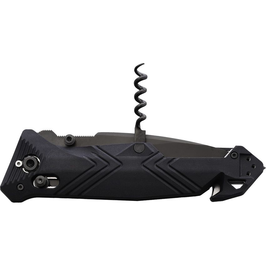 C.A.C. Serrated Black Utility Knife - Smooth Grip