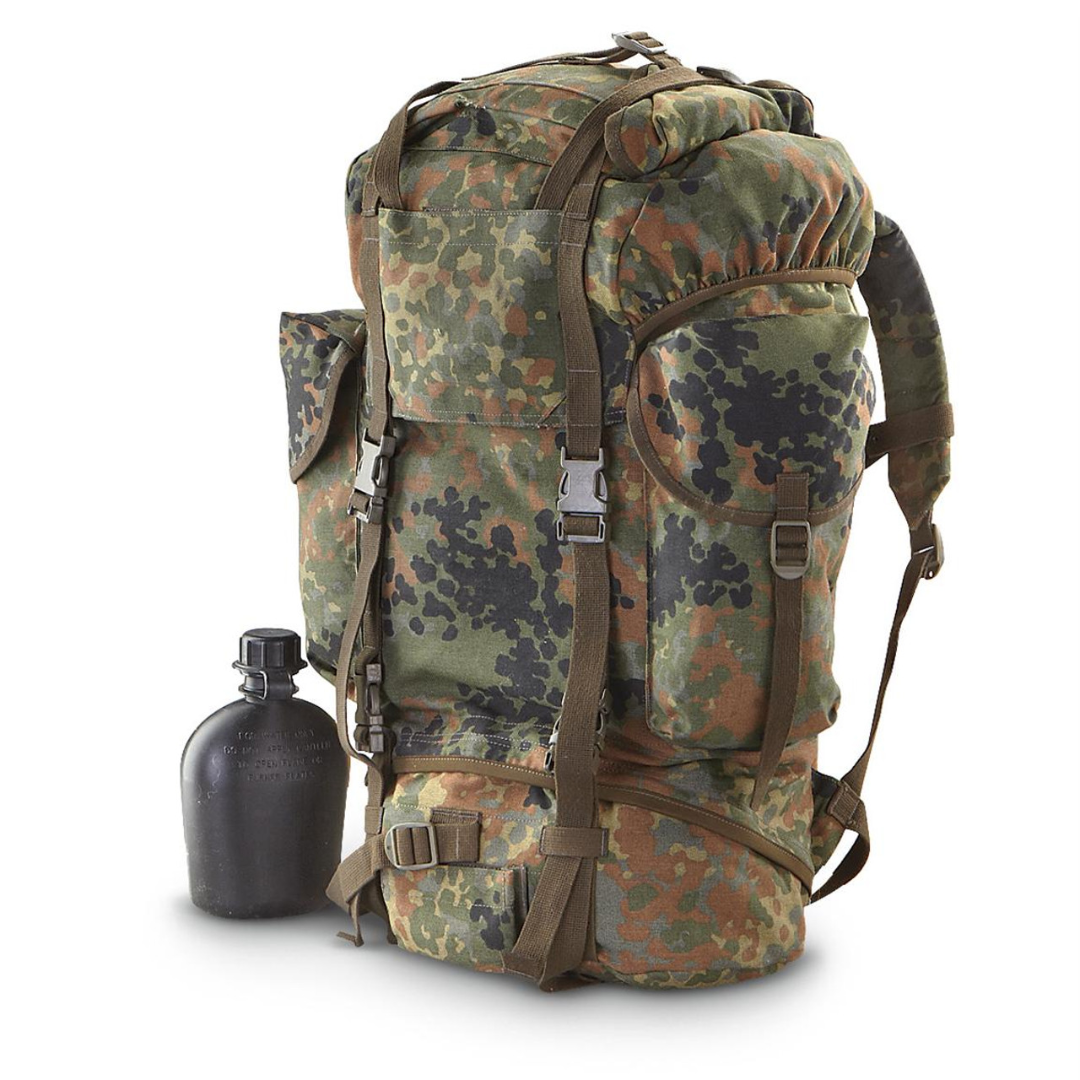German Flecktarn Military Backpack for Outdoor Use