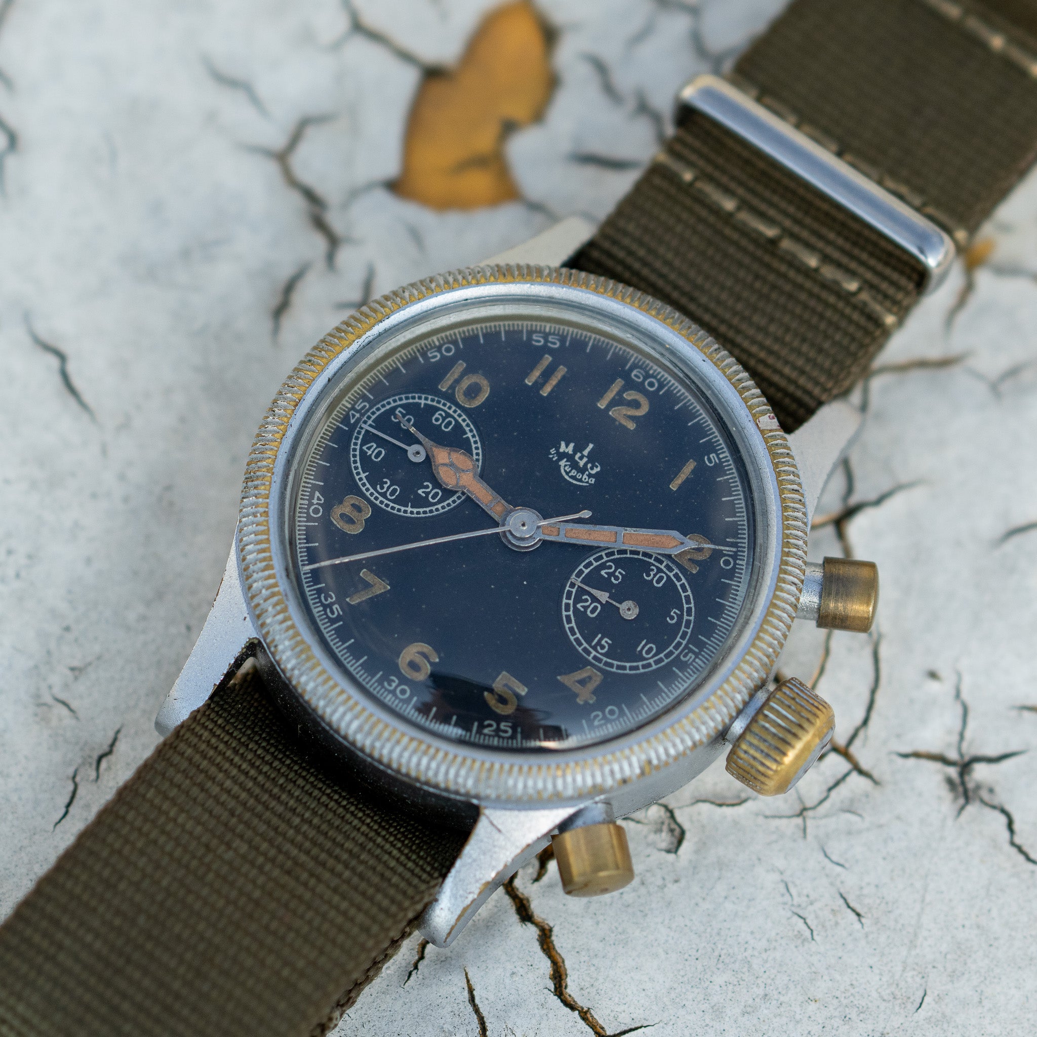 Vintage Soviet Glashütte Pilot Chronograph Watch