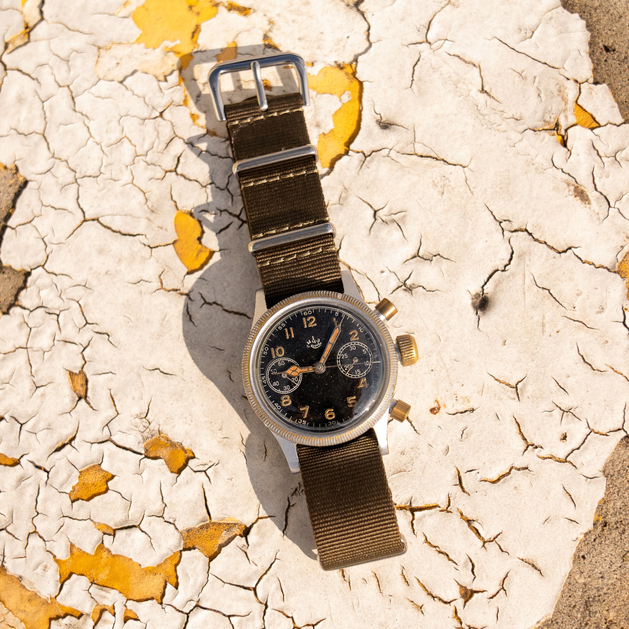 Vintage Soviet Glashütte Pilot Chronograph Watch